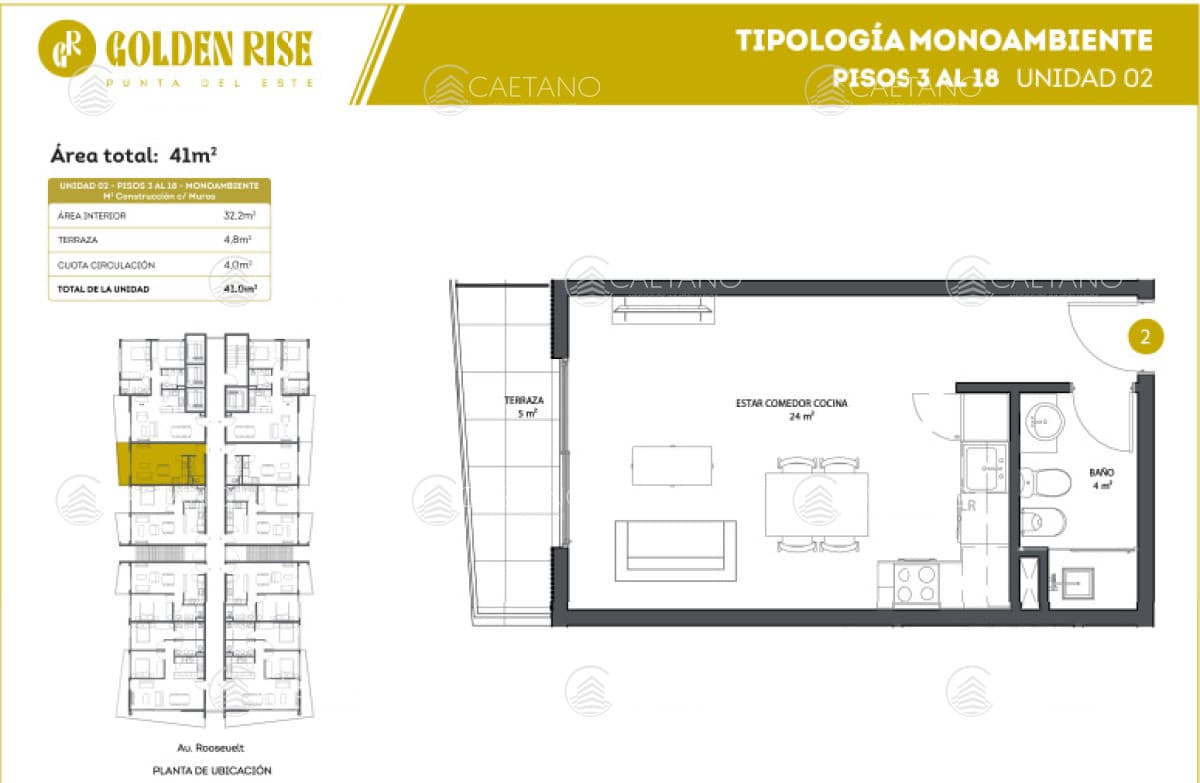 Venta apartamento monoambiente, Roosevelt - Punta del Este — foto 2