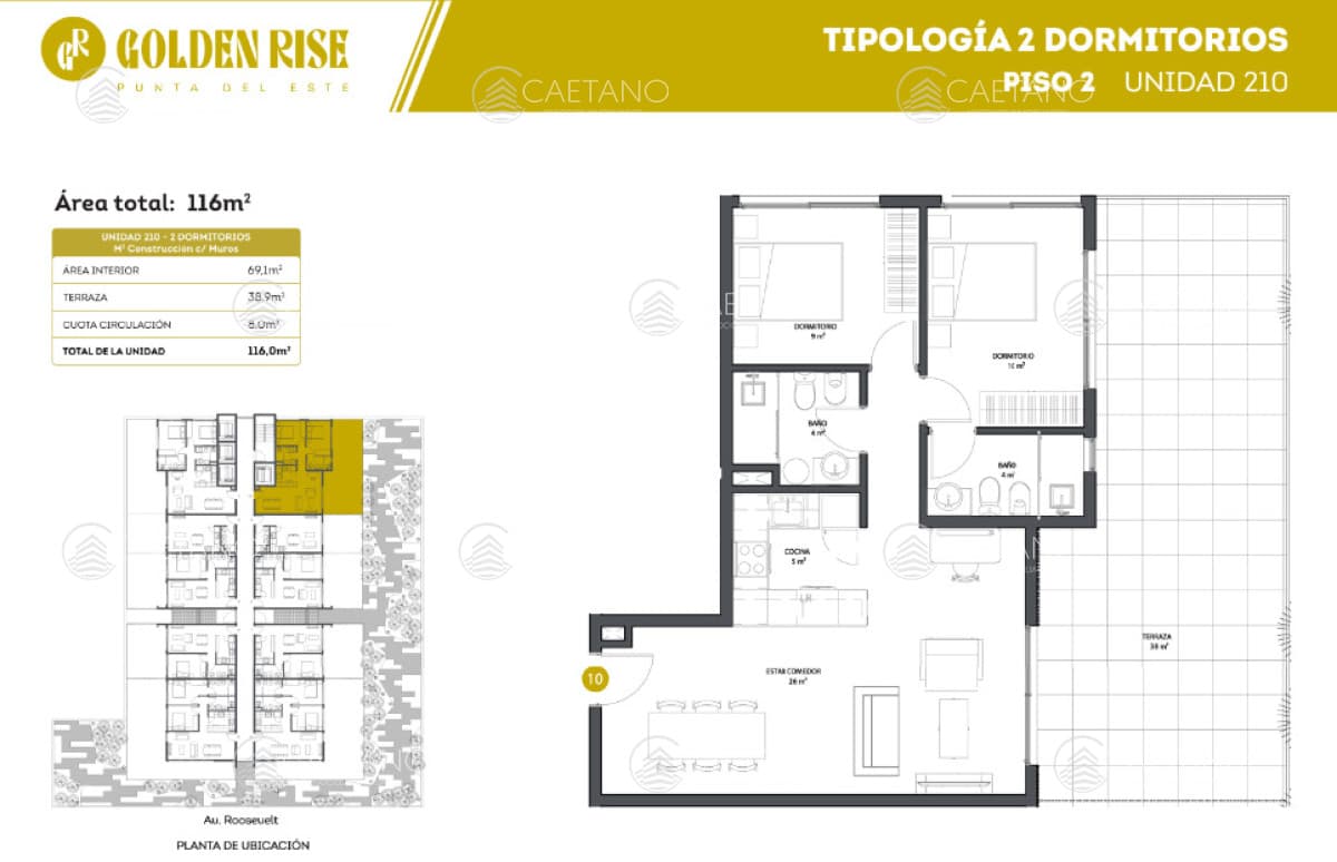 Venta apartamento 2 dormitorios. Roosevelt, Punta del Este — foto 2