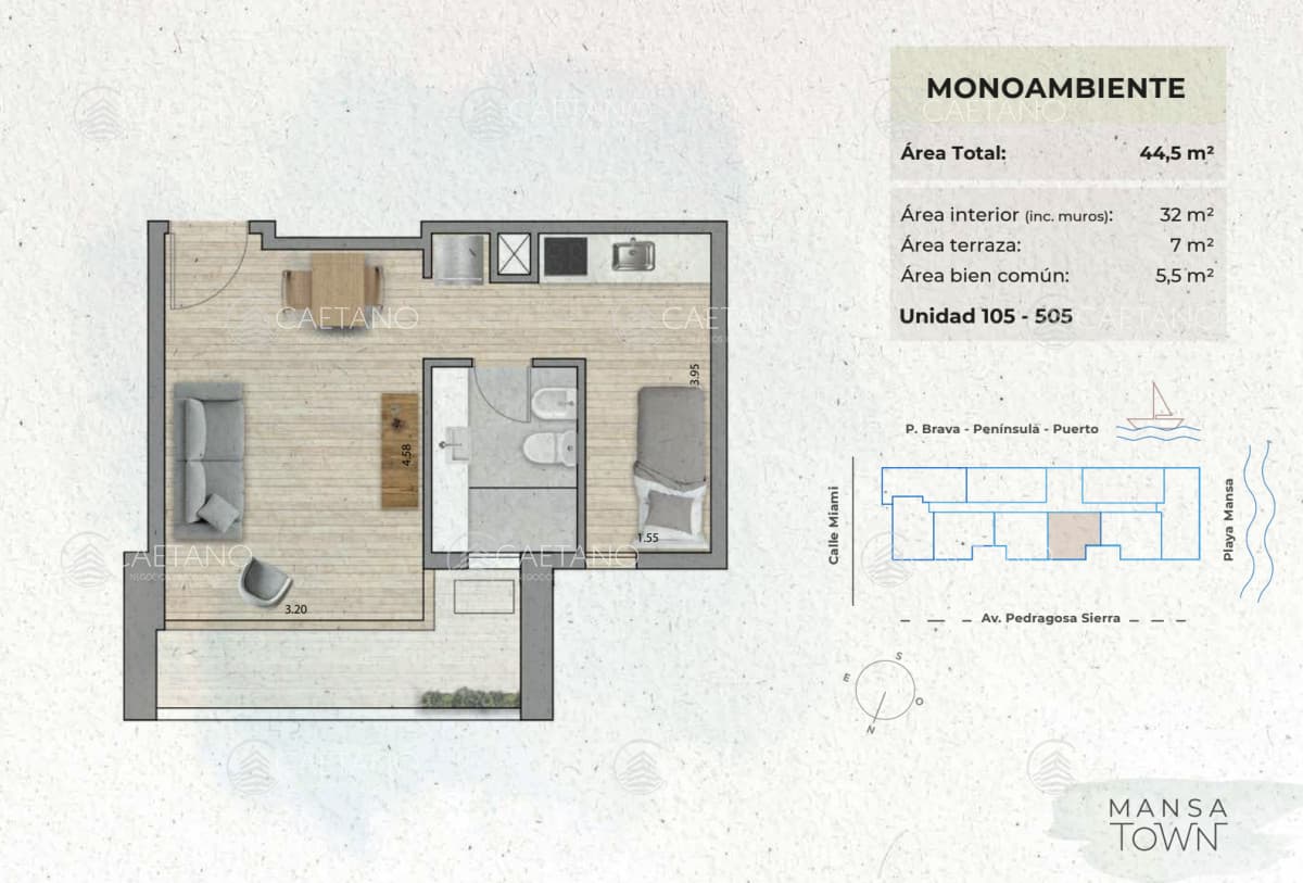 Venta apartamento monoambiente - Playa Mansa - Punta del Este — foto 2
