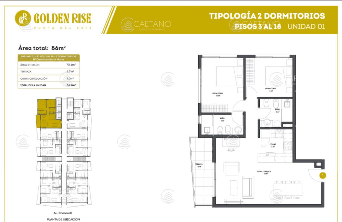Venta apartamento 2 dormitorios. Roosevelt, Punta del Este — foto 2