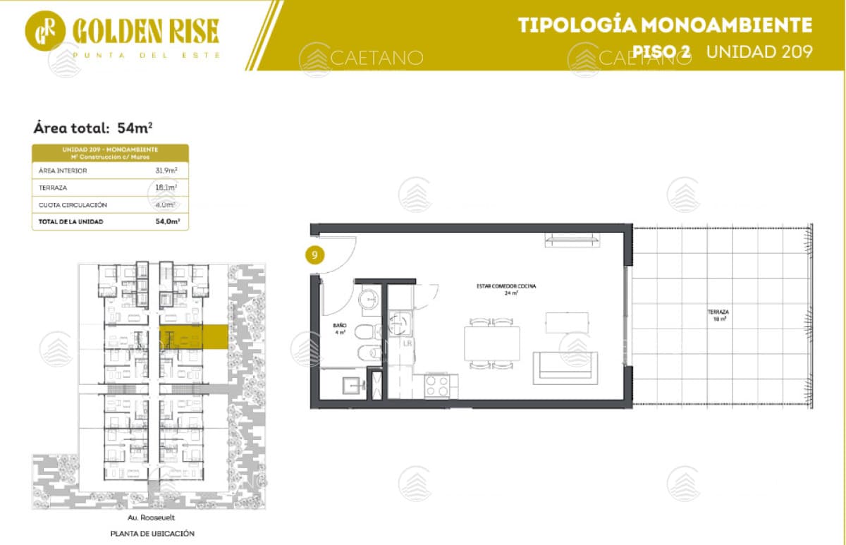 Venta apartamento monoambiente - Roosevelt - Punta del Este — foto 2