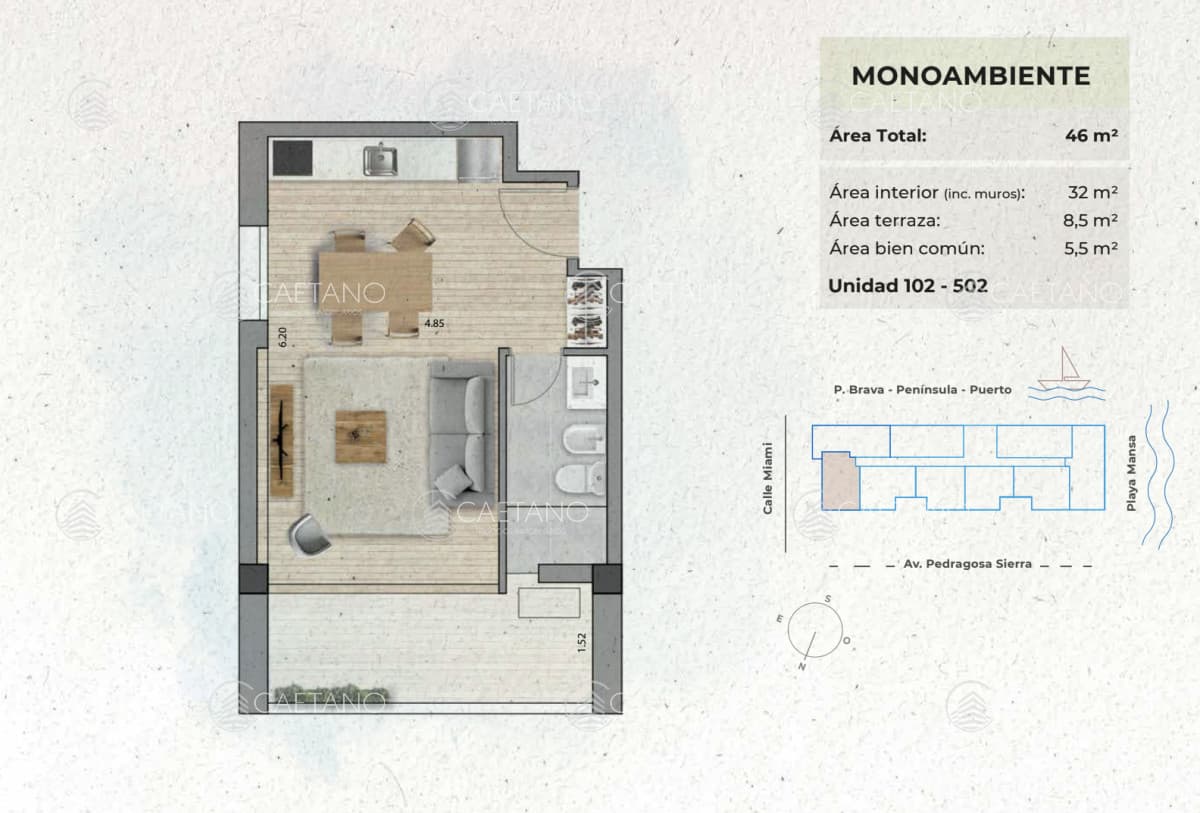 Venta apartamento monoambiente - Playa Mansa - Punta del Este — foto 2