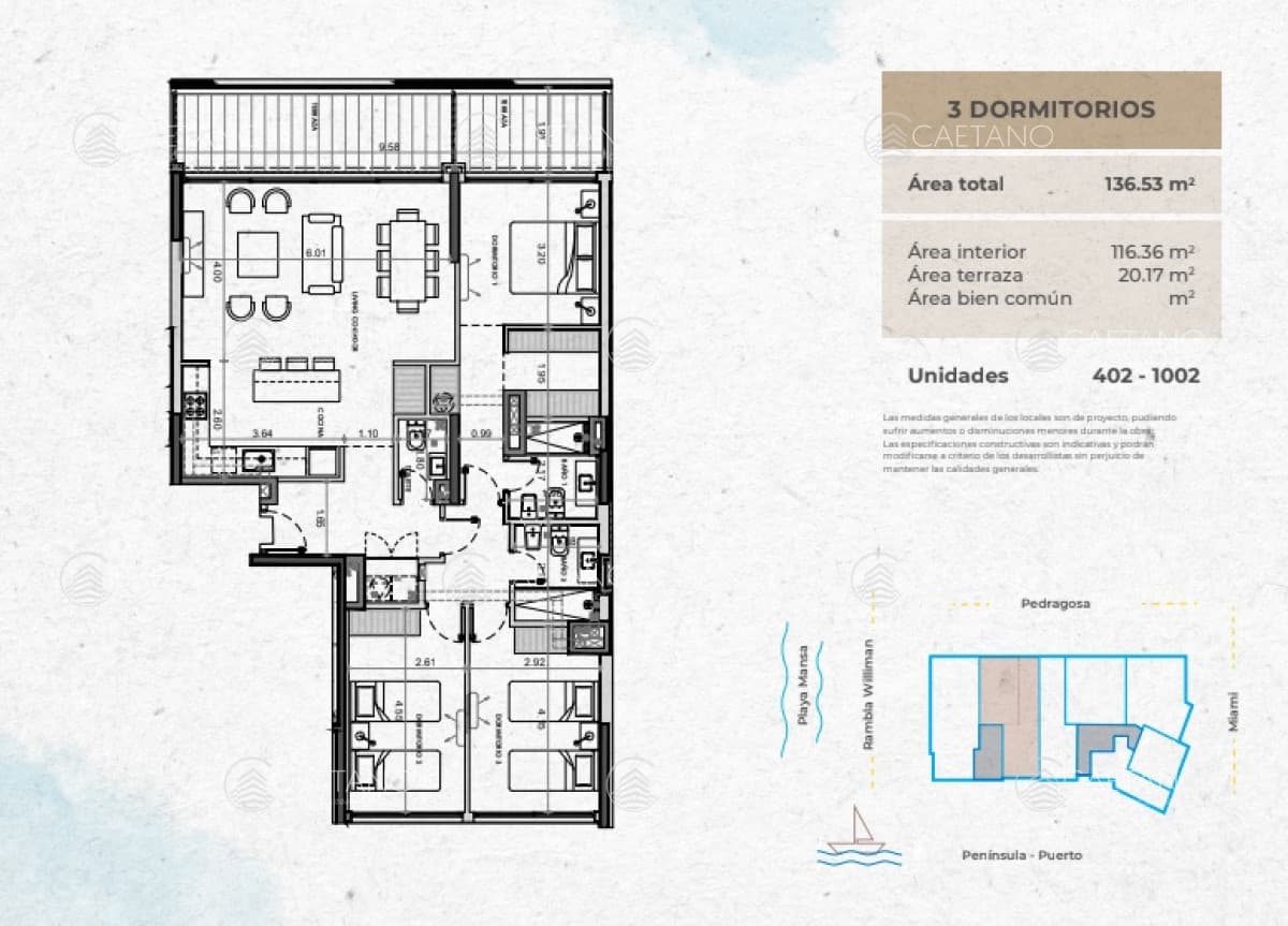 Venta apartamento 3 dormitorios. Playa mansa, Punta del Este. — foto 2