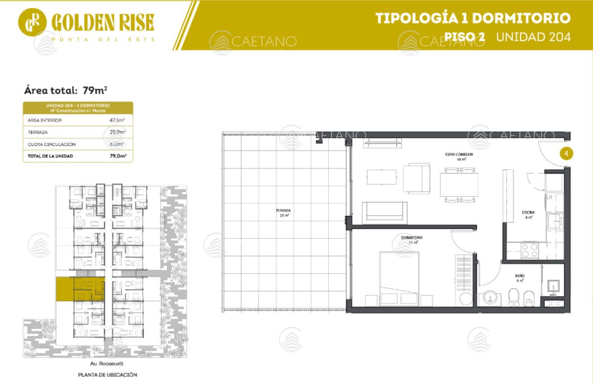 Venta apartamento 1 dormitorio, Roosevelt - Punta del Este — foto 2