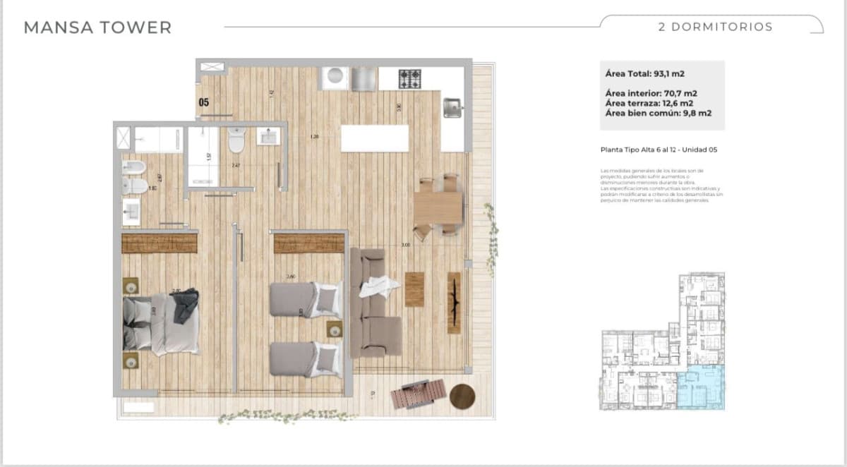 Venta apartamento 2 dormitorios  - Roosevelt